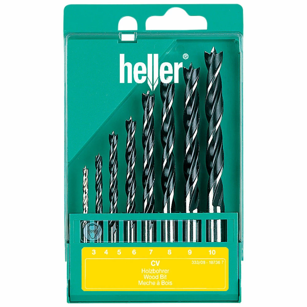 Heller 8 Piece Brad Point Wood Drill Bit Set 3 Heller 8 Piece Brad Point Wood Drill Bit Set