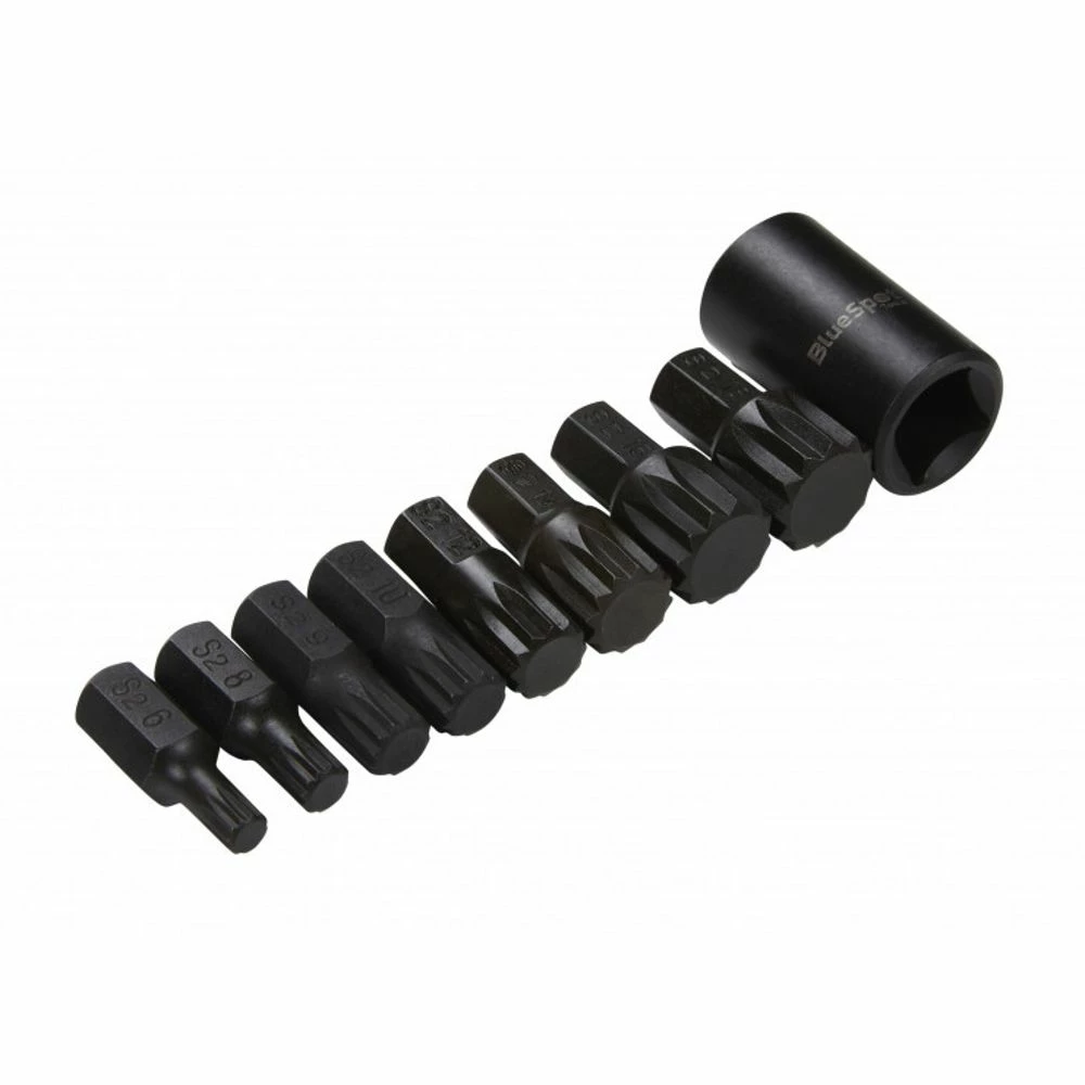 BlueSpot 1/2" Drive Impact Spline Bits 9 Piece Set (M6-M18) 3 BlueSpot 1/2" Drive Impact Spline Bits 9 Piece Set (M6-M18)
