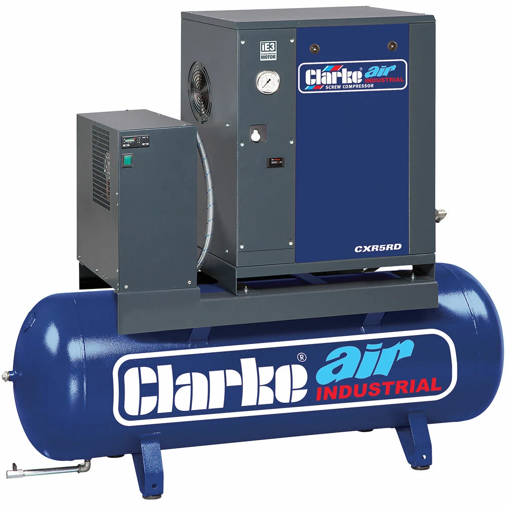 Clarke CXR5RD 17.1cfm 200Litre 5.5HP Industrial Screw Compressor With Air Receiver & Dryer (400V) 3 Clarke CXR5RD 17.1cfm 200Litre 5.5HP Industrial Screw Compressor With Air Receiver & Dryer (400V)