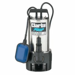 Clarke PSSV2A 1½" 900W 208Lpm 8m Head Stainless Steel Submersible Dirty Water Pump With Float Switch (230V)