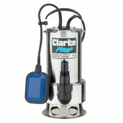 Clarke PVP11A 1½" 1100W 258Lpm 11m Head Submersible Stainless Steel Dirty Water Pump With Float Switch (230V)