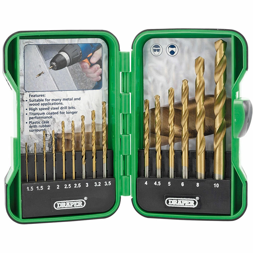 Draper EBS15HSS 15 Piece Titanium Nitride Coated HSS Drill Bit Set 3 Draper EBS15HSS 15 Piece Titanium Nitride Coated HSS Drill Bit Set