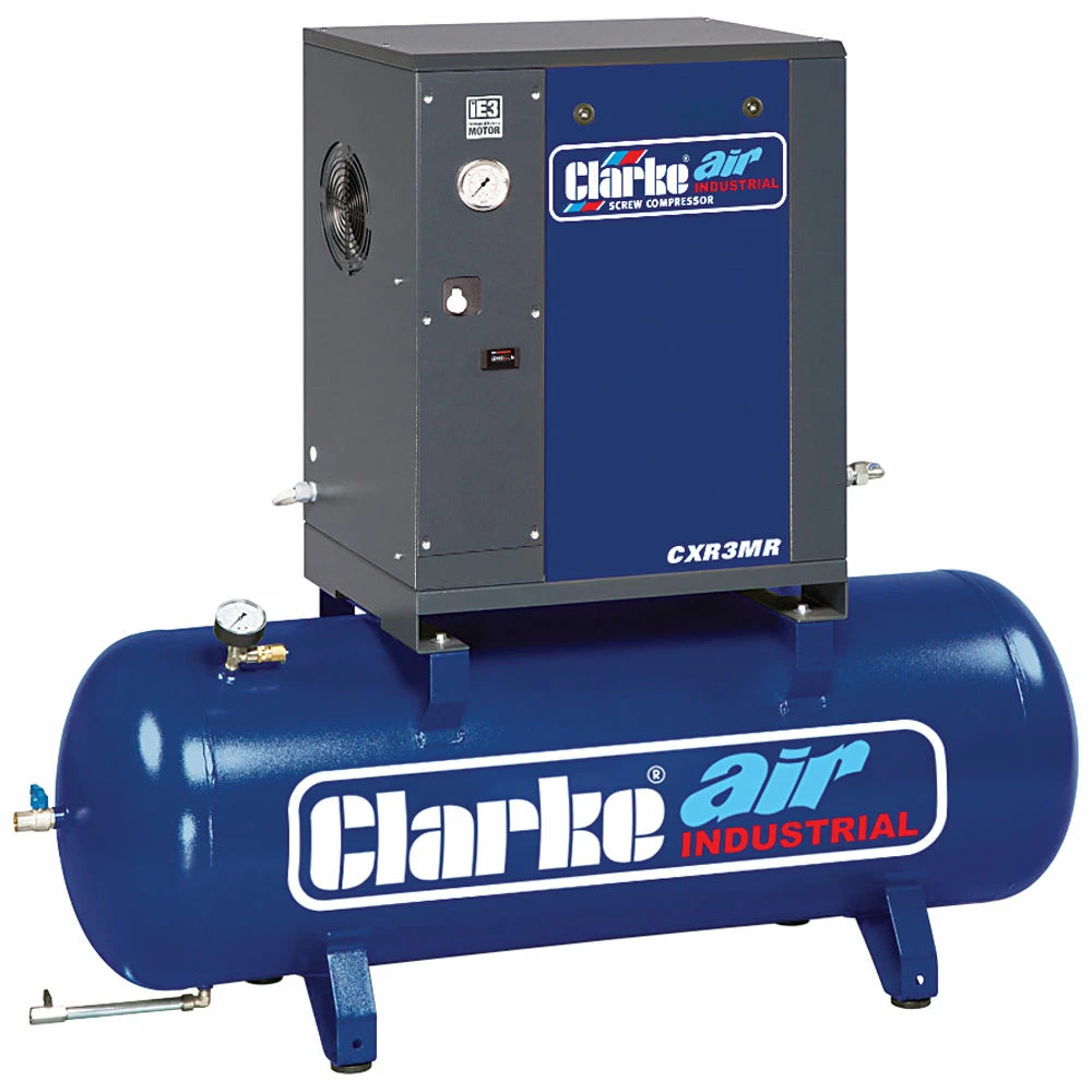 Clarke CXR3MR 8.5cfm 200 Litre 3HP Industrial Screw Compressor (230V) 3 Clarke CXR3MR 8.5cfm 200 Litre 3HP Industrial Screw Compressor (230V)