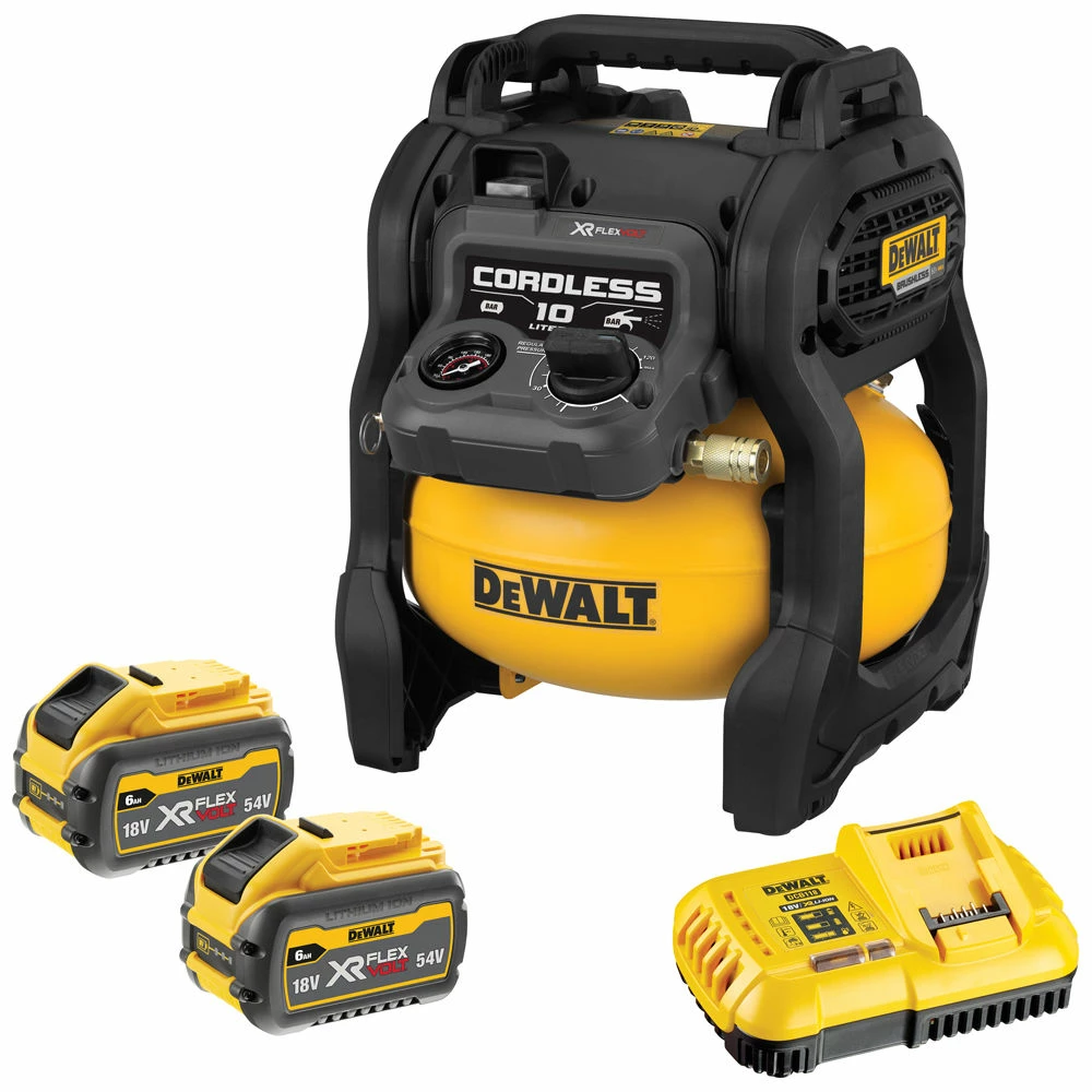DeWalt DCC1054T2-GB 54V XR FLEXVOLT 10L Air Compressor With 2 X 54V 6Ah Batteries 3 DeWalt DCC1054T2-GB 54V XR FLEXVOLT 10L Air Compressor With 2 X 54V 6Ah Batteries