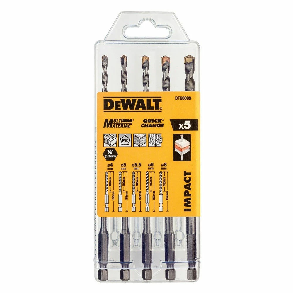 DeWalt DT60099-QZ 5 Piece Extreme Impact Masonry Drill Bit Set 3 DeWalt DT60099-QZ 5 Piece Extreme Impact Masonry Drill Bit Set