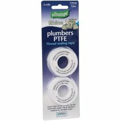 Ultratape Rhino Plumbers PTFE Tape, 12mm X 12m 2 Pack