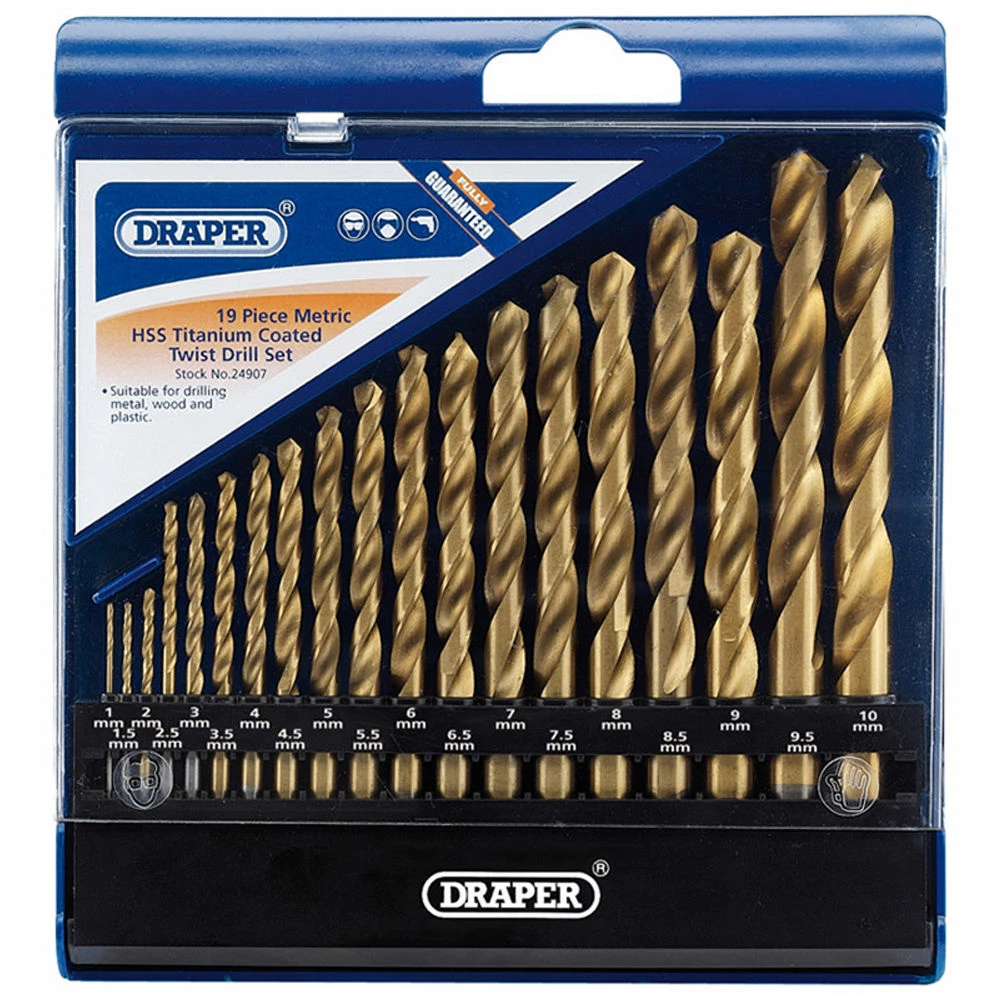 Draper DS19TB 19 Piece Metric HSS Titanium Coated Drill Bit Set 3 Draper DS19TB 19 Piece Metric HSS Titanium Coated Drill Bit Set