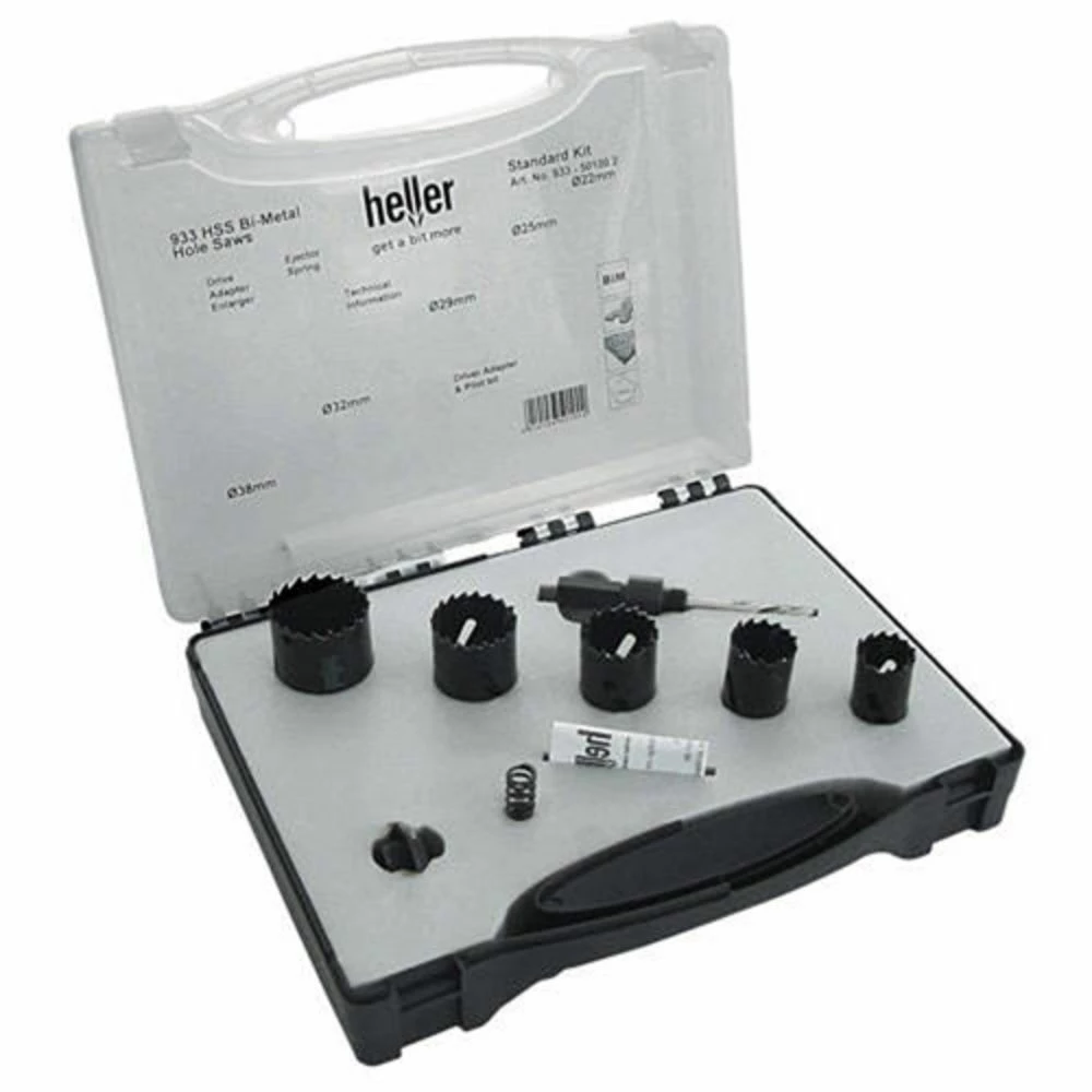 Heller Bi-Metal 'Standard' 5pce Hole Saw Kit 3 Heller Bi-Metal 'Standard' 5pce Hole Saw Kit