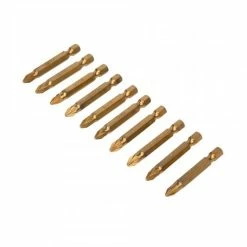 10 Piece 50mm Pozi #2 Titanium Coated Power Bits